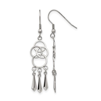 Chisel Stainless Steel Polished Dangle Shepherd Hook Earrings