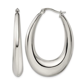 Chisel Stainless Steel Polished Teardrop Hoop Earrings