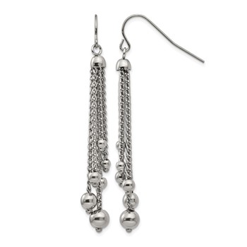 Stainless Steel Polished Dangle Shepherd Hook Earrings