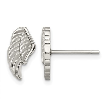 Chisel Stainless Steel Polished and Textured Wing Post Earrings