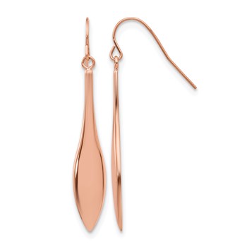 Chisel Stainless Steel Polished Rose IP-plated Dangle Shepherd Hook Earrings