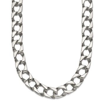 Chisel Stainless Steel Polished 24 inch Square Link Necklace