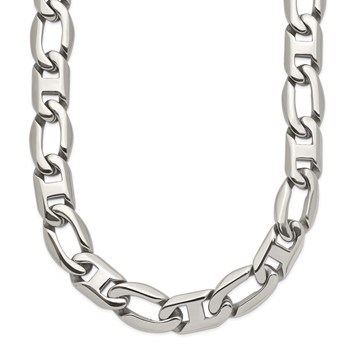 Chisel Stainless Steel Polished 24 inch Open/Anchor Link Necklace