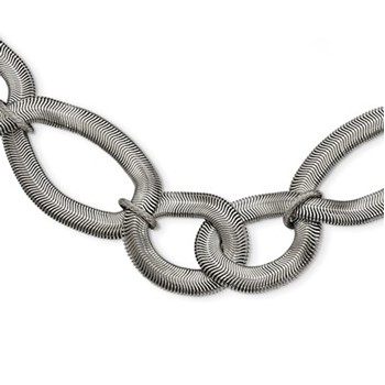 Stainless Steel Interlinked Oval 16.5in w/ext Necklace