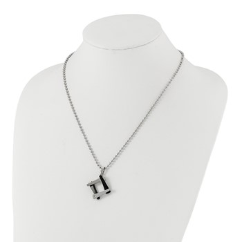 Stainless Steel & Black IP-plated Amour w/CZ Necklace — alternate view