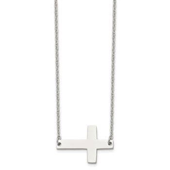 Chisel Stainless Steel Polished Sideways Cross on a 21 inch Cable Chain Necklace — alternate view