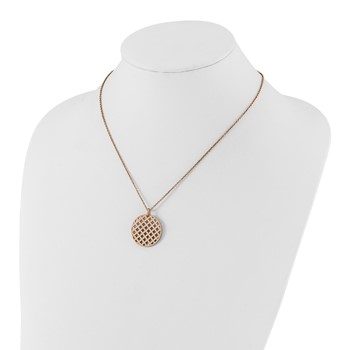 Stainless Steel Pink IP-plated Textured Circle Necklace — alternate view