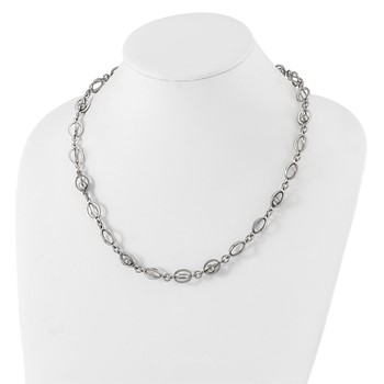 Stainless Steel Polished Oval Link w/ Moveable Ball w/ 1.5in ext. Necklace — alternate view