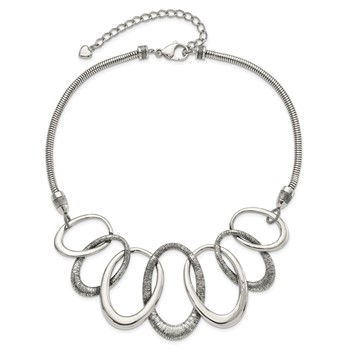Stainless Steel Oval Antiqued with 3.5in ext. Necklace — alternate view
