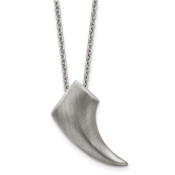 Stainless Steel Antiqued and Brushed Claw 20 inch Necklace