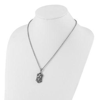 Stainless Steel Polished and Antiqued Cross Necklace — alternate view