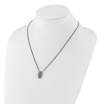 Stainless Steel Polished Crystal Oval Necklace — alternate view