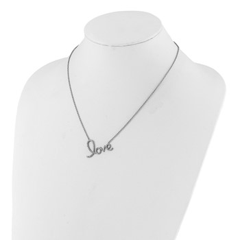 Stainless Steel Polished CZ Love Necklace — alternate view