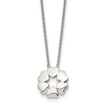 Stainless Steel Polished Circle of Hearts 18.5in Necklace