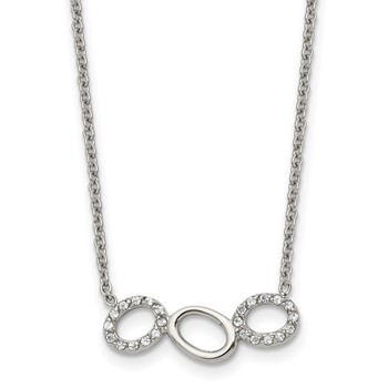 Stainless Steel Polished w/CZ Circles 18in Necklace