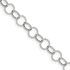 Image of Stainless Steel Polished 8mm Circle Link 36in Necklace
