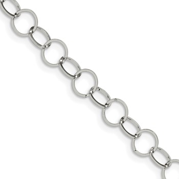 Stainless Steel Polished 8mm Circle Link 30in Necklace