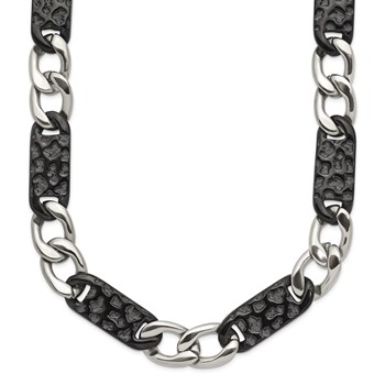 Chisel Stainless Steel Polished Black IP-plated Link 24 inch Necklace