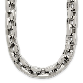 Chisel Stainless Steel Polished 20 inch Square Link Necklace