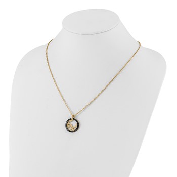 Stainless Steel Ceramic Polished/Laser Cut Yellow IP-plated Necklace — alternate view