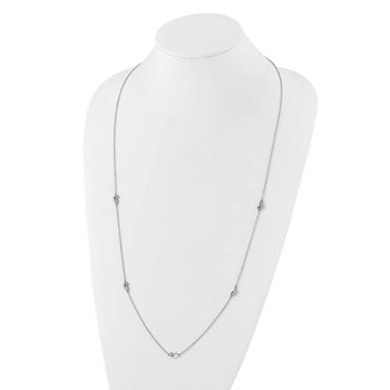 Stainless Steel Polished Slip On Heart Station Necklace — alternate view