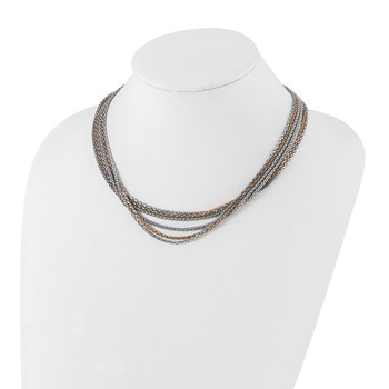 Stainless Steel Polished Rose IP-plated 6 Strand Necklace — alternate view
