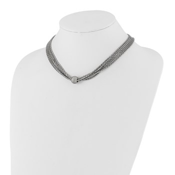 Stainless Steel Polished 6 Strand Laser Cut Bead Necklace — alternate view