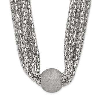 Stainless Steel Polished 6 Strand Laser Cut Bead Necklace