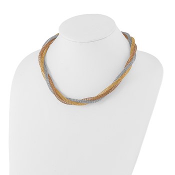 Stainless Steel Yellow & Rose IP-plated Twisted Mesh Necklace — alternate view