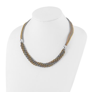 Stainless Steel Yellow & Rose IP-plated Braided Mesh Necklace — alternate view