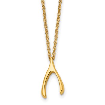 Chisel Stainless Steel Polished Yellow IP-plated Wishbone on a 16 inch Multi-Link Chain Necklace