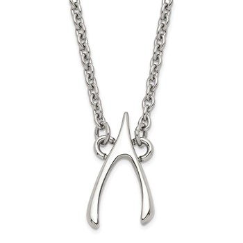 Stainless Steel Polished Wishbone Necklace