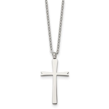 Chisel Stainless Steel Polished Cross Pendant on an 18 inch Cable Chain Necklace