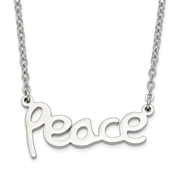 Stainless Steel Polished PEACE Necklace