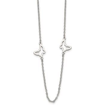 Stainless Steel Polished Butterflies 33in Necklace — alternate view