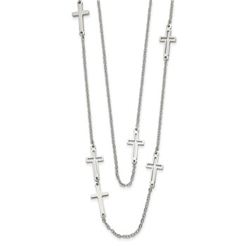 Stainless Steel Two Strand Cross 30in Necklace — alternate view