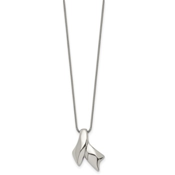 Stainless Steel Polished Awareness Ribbon 20in Necklace — alternate view