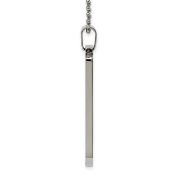 Chisel Stainless Steel Brushed and Polished Round Edge Extra Large 4mm Dog Tag on a 24 inch Ball Chain Necklace — alternate view