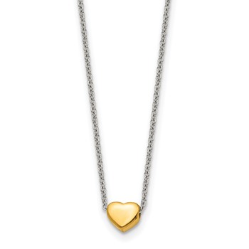 Chisel Stainless Steel Polished Yellow IP-plated Heart on a 16 inch Cable Chain Necklace