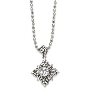 Stainless Steel Polished and Enameled w/Glass 24in Necklace — alternate view
