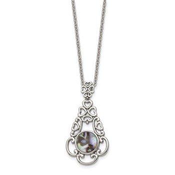 Stainless Steel Polished Imitation Abalone 16in w/2in ext Necklace — alternate view