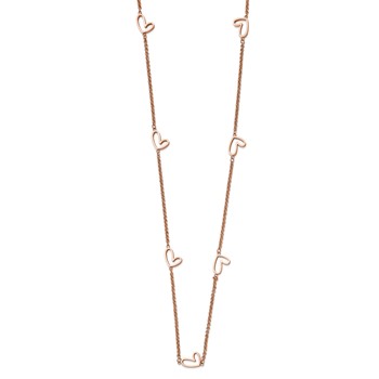Stainless Steel Polished Rose IP-Plated Hearts 38in Necklace — alternate view