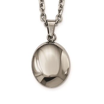 Stainless Steel Polished Hollow Puff Oval 18in Necklace — alternate view
