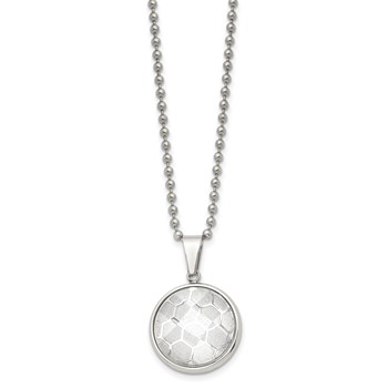 Chisel Stainless Steel Polished with Acrylic Soccer Ball Pendant on a 22 inch Ball Chain Necklace — alternate view