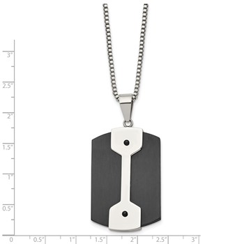 Stainless Steel 22in Brushed & Polished Black IP-plated Dog Tag Necklace — alternate view