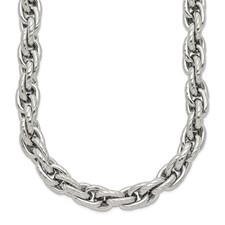 Image of Chisel Stainless Steel Polished and Textured 24 inch Fancy Rope Chain