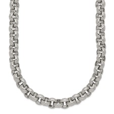 Image of Chisel Stainless Steel Polished and Textured 24 inch Link Necklace