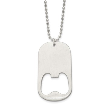 Chisel Stainless Steel Brushed Functional Bottle Opener Dog Tag on a 22 inch Ball Chain Necklace