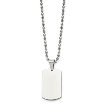 Chisel Stainless Steel Brushed and Polished 2mm Reversible Dog Tag on a 24 inch Ball Chain Necklace — alternate view