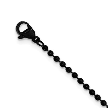 Chisel Stainless Steel Polished Black IP-plated Anchor Dog Tag on a 22 inch Ball Chain Necklace — alternate view